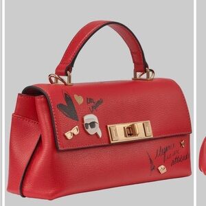 Karl Lagerfeld Red Shoulder Bag with Gold Details